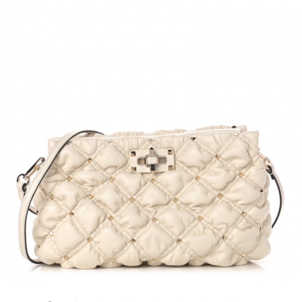 Valentino Garavani Rockstud SpikeMe Clutch Bag in Ivory